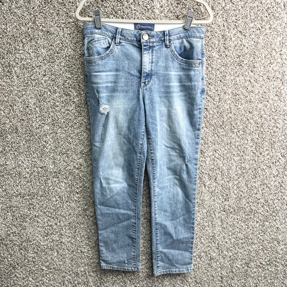 Democracy Jeans Women's 8 Blue Distressed Ab-solution High Rise Skinny